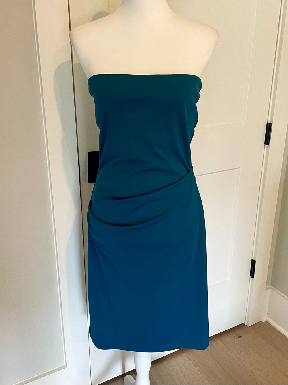 Nicole Miller Y2K Tube Dress Strapless Teal Cocktail Dress - Large